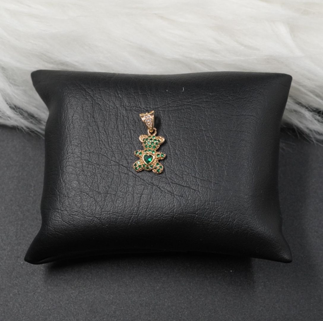 Miniatura 3 de DIJE OSITO DORADO PIEDRAS VERDES